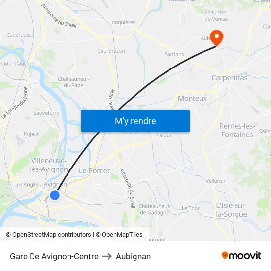 Gare De Avignon-Centre to Aubignan map