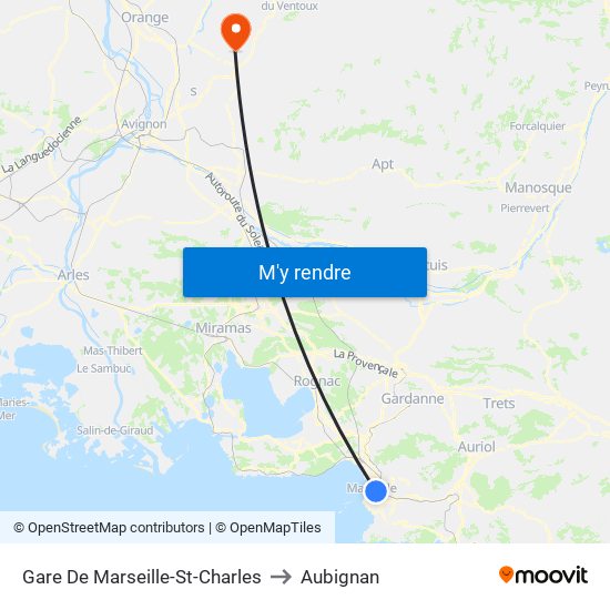 Gare De Marseille-St-Charles to Aubignan map