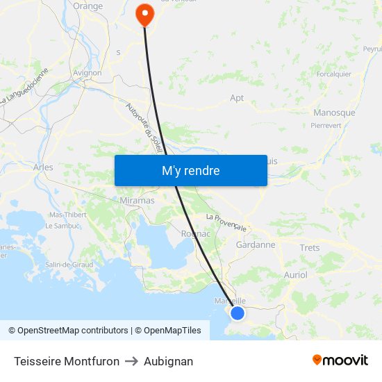Teisseire Montfuron to Aubignan map