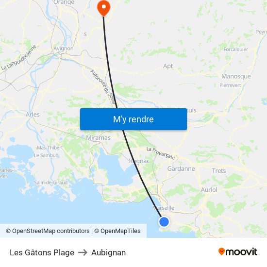 Bowl Du Prado to Aubignan map