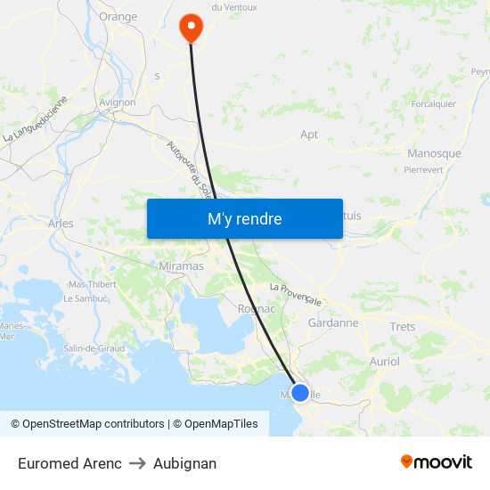 Euromed Arenc to Aubignan map