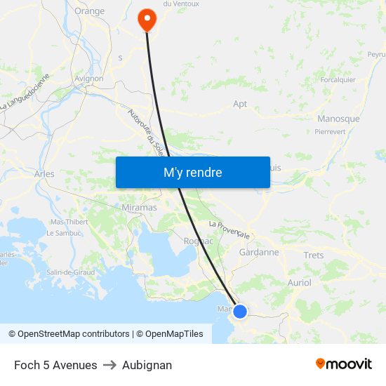 Foch 5 Avenues to Aubignan map