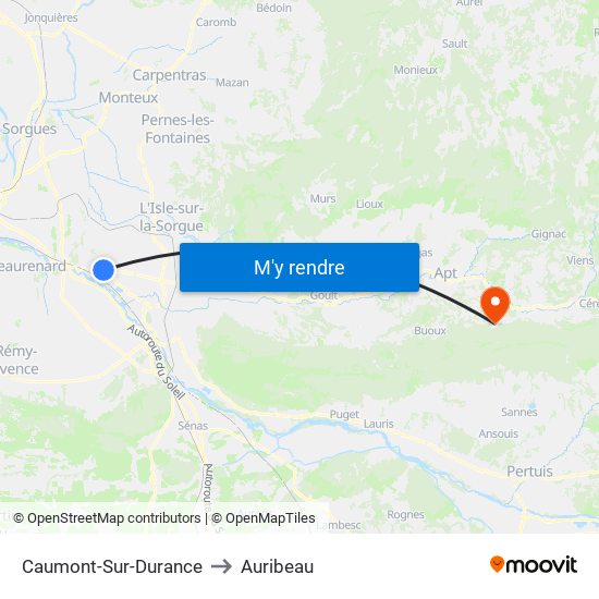 Caumont-Sur-Durance to Auribeau map