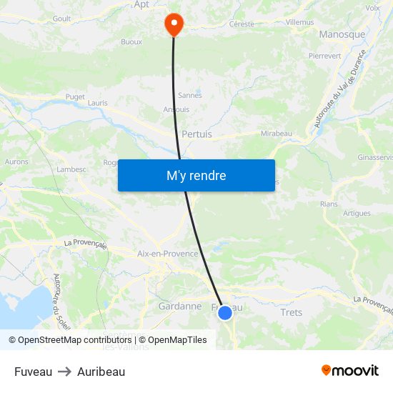 Fuveau to Auribeau map