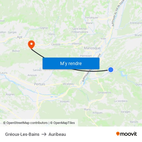 Gréoux-Les-Bains to Auribeau map