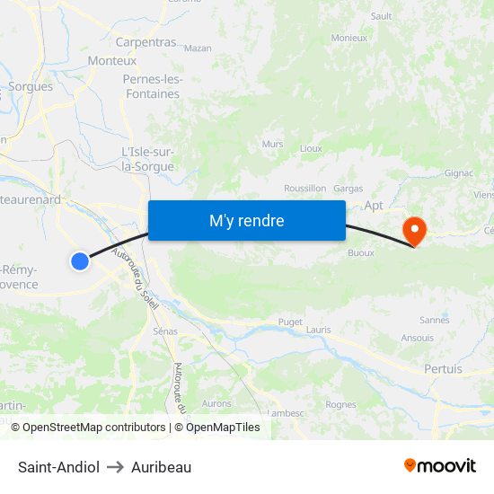 Saint-Andiol to Auribeau map