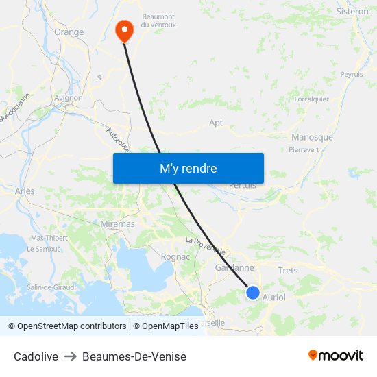 Cadolive to Beaumes-De-Venise map