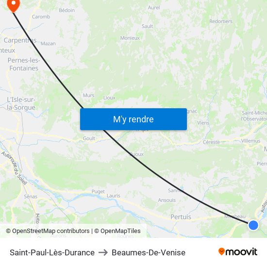 Saint-Paul-Lès-Durance to Beaumes-De-Venise map