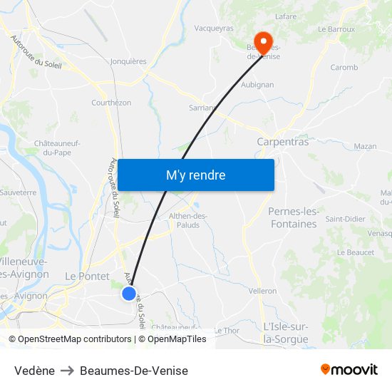 Vedène to Beaumes-De-Venise map