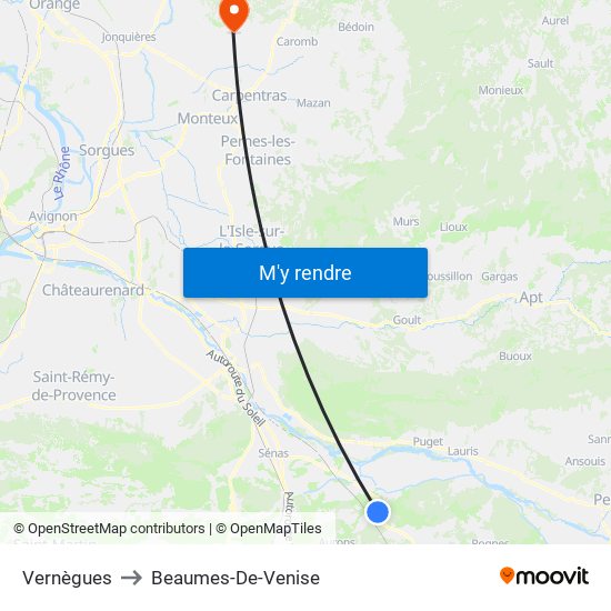 Vernègues to Beaumes-De-Venise map