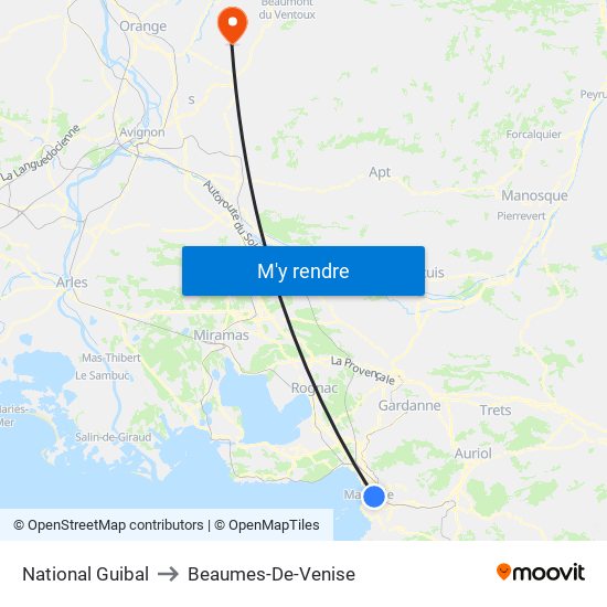 National Guibal to Beaumes-De-Venise map