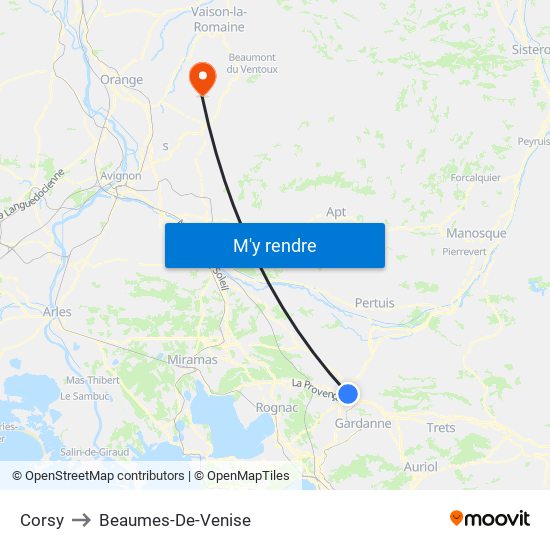 Corsy to Beaumes-De-Venise map