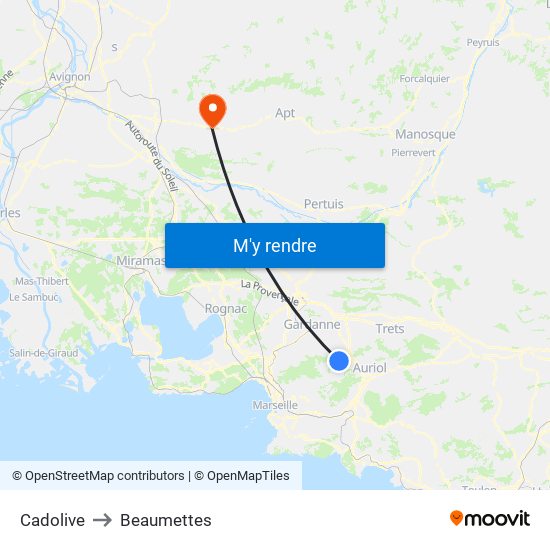 Cadolive to Beaumettes map