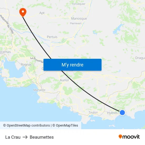 La Crau to Beaumettes map