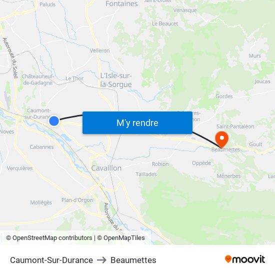Caumont-Sur-Durance to Beaumettes map