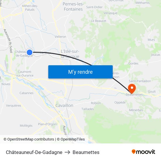 Châteauneuf-De-Gadagne to Beaumettes map