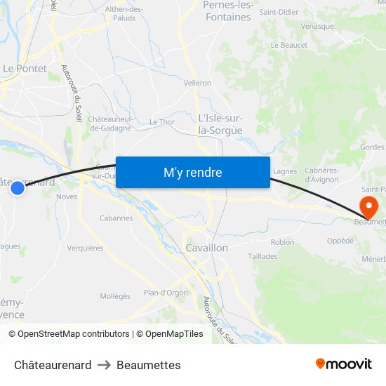 Châteaurenard to Beaumettes map