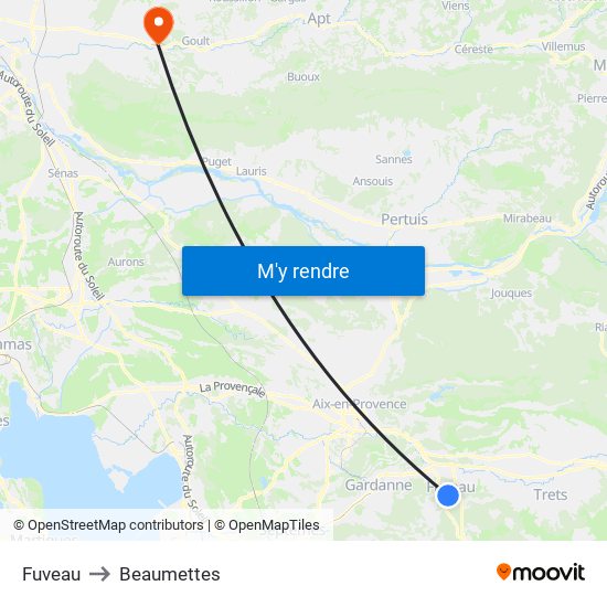 Fuveau to Beaumettes map