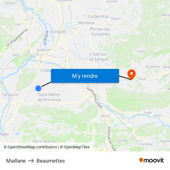 Maillane to Beaumettes map
