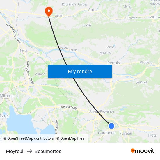 Meyreuil to Beaumettes map