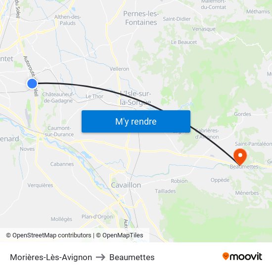 Morières-Lès-Avignon to Beaumettes map
