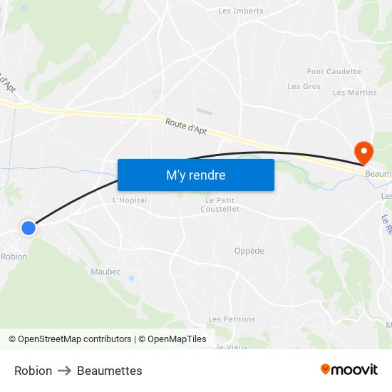 Robion to Beaumettes map