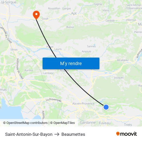 Saint-Antonin-Sur-Bayon to Beaumettes map