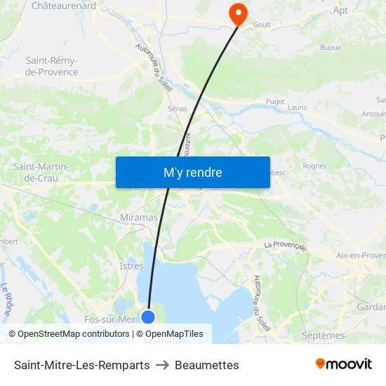 Saint-Mitre-Les-Remparts to Beaumettes map