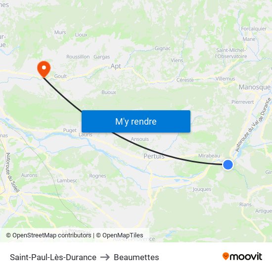 Saint-Paul-Lès-Durance to Beaumettes map