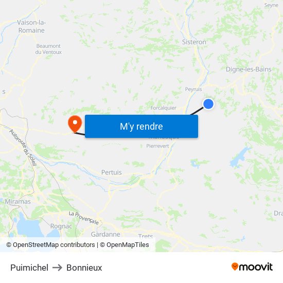 Puimichel to Bonnieux map