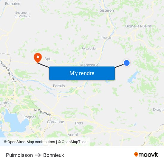 Puimoisson to Bonnieux map