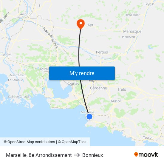 Marseille, 8e Arrondissement to Bonnieux map