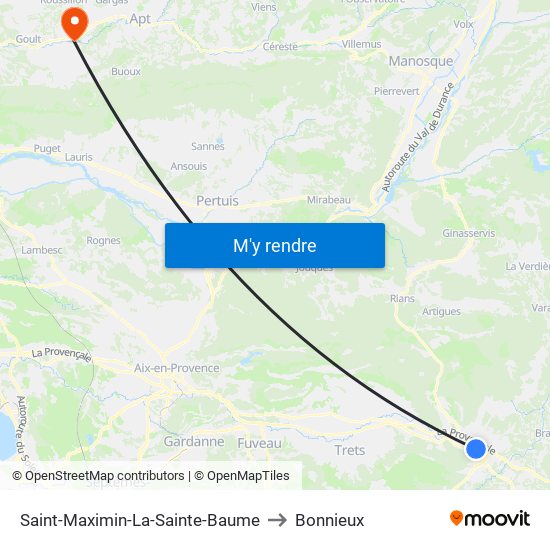 Saint-Maximin-La-Sainte-Baume to Bonnieux map