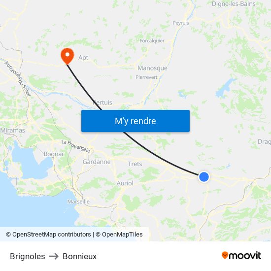Brignoles to Bonnieux map
