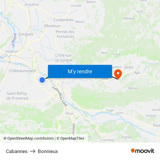 Cabannes to Bonnieux map