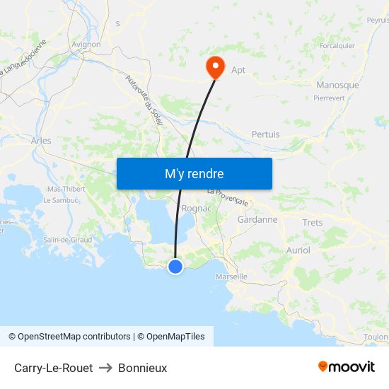 Carry-Le-Rouet to Bonnieux map