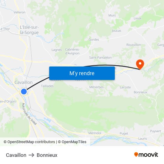 Cavaillon to Bonnieux map