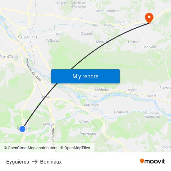 Eyguières to Bonnieux map
