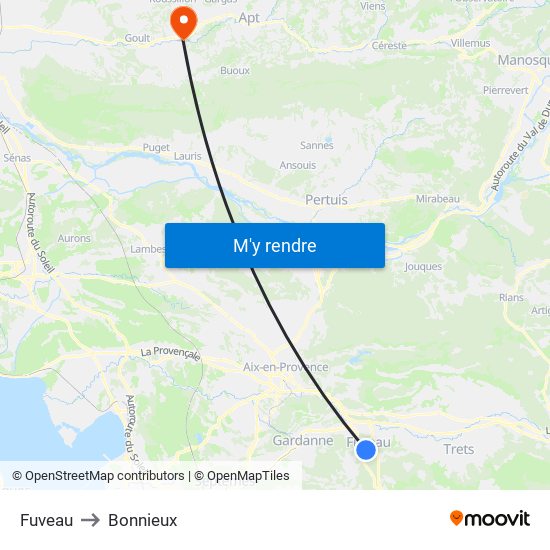 Fuveau to Bonnieux map