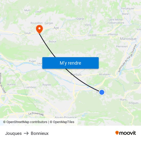 Jouques to Bonnieux map