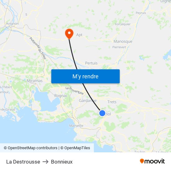 La Destrousse to Bonnieux map