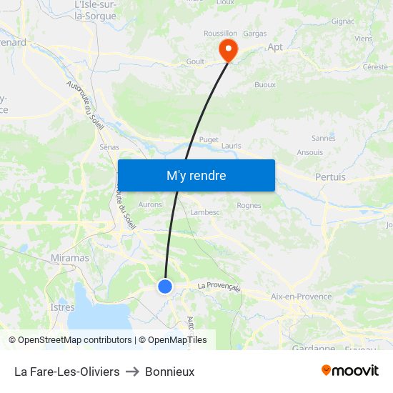 La Fare-Les-Oliviers to Bonnieux map