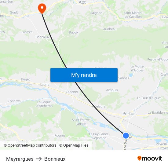 Meyrargues to Bonnieux map