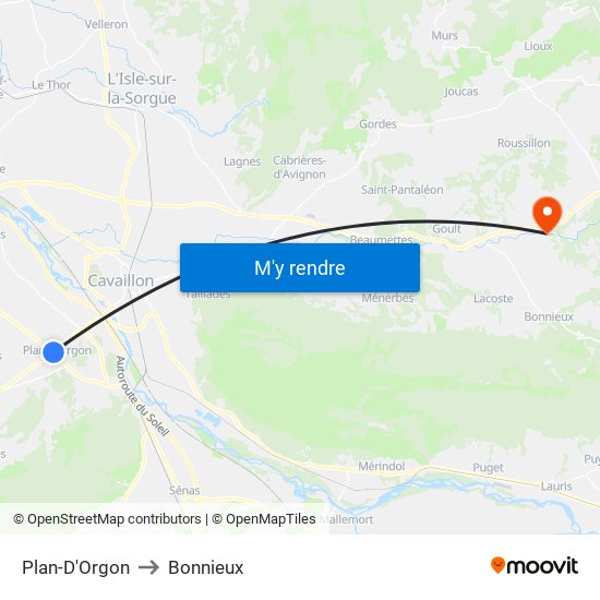 Plan-D'Orgon to Bonnieux map