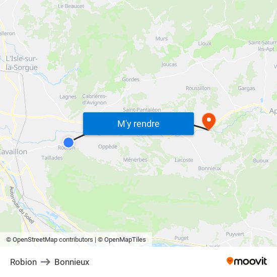 Robion to Bonnieux map