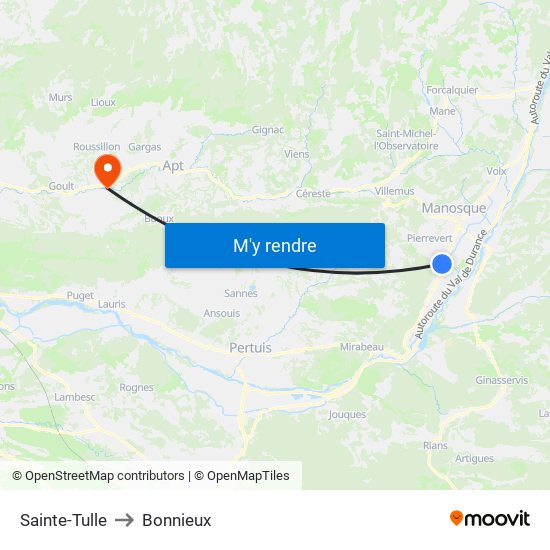 Sainte-Tulle to Bonnieux map
