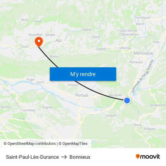 Saint-Paul-Lès-Durance to Bonnieux map