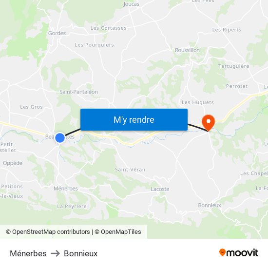 Ménerbes to Bonnieux map