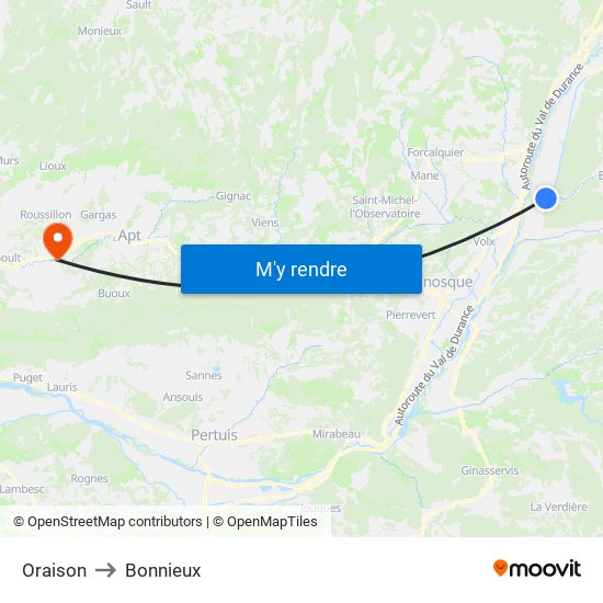 Oraison to Bonnieux map