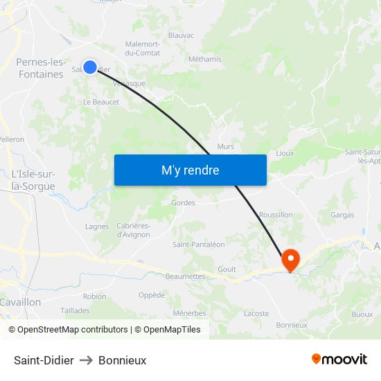 Saint-Didier to Bonnieux map